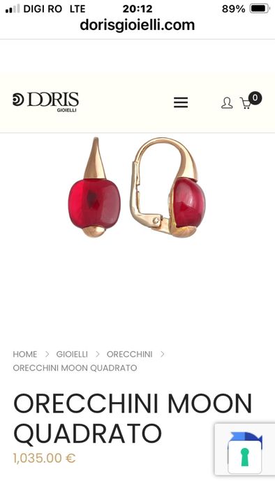 Cercei si inel aur 18kt.Doris Gioelli cu rubin