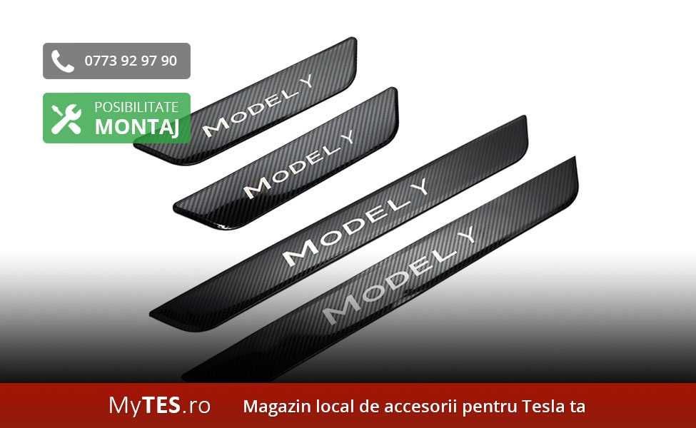 Ornamente INOX praguri (argintii / negre / carbon) - Tesla Model Y