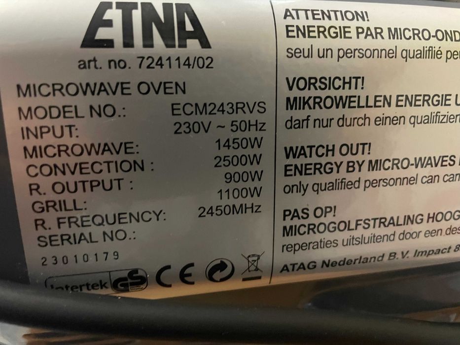 Cuptor Microunde Combi-magnetron 25L Inox ETNA ECM243RVS Garantie2ani