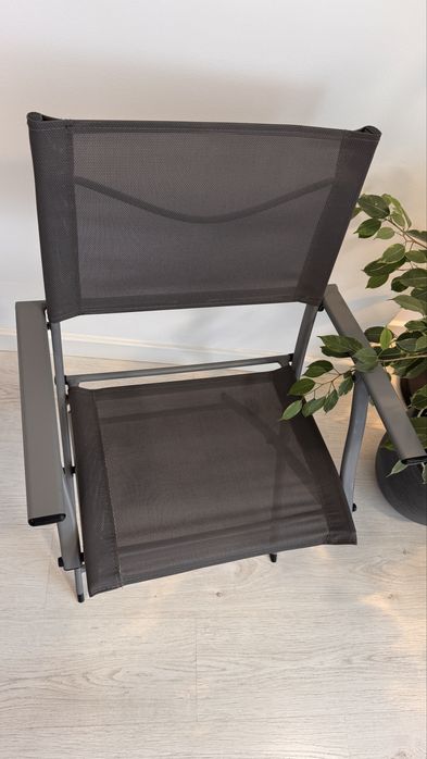 Scaun gradina Naterial cu brate, pliabil, gri antracit