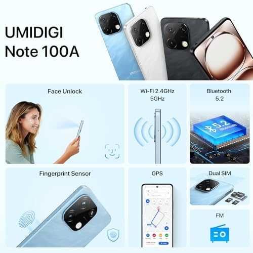 Нов UMIDIGI Note 100A 4G Телефон 5000mAh 13MP Камера 8GB RAM Смартфон