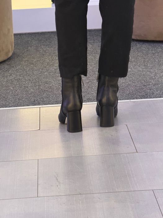 Botine cu toc gros Anna cori din piele naturală
