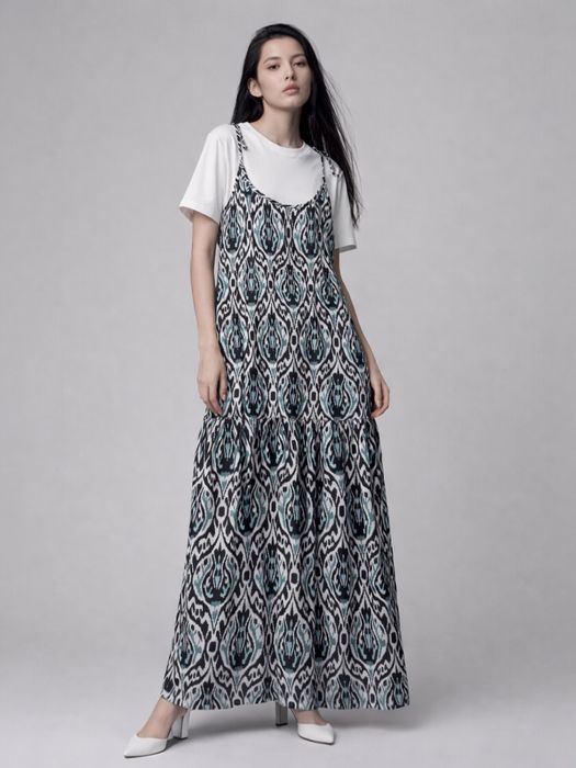 Женский летний макси сарафан из штапеля+футболка
