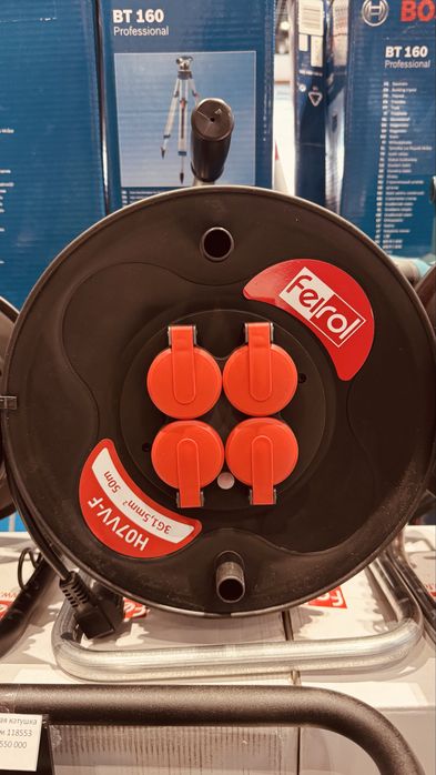 Удлинительный кабель, спиральный, Feirol 114014; 50 м; 3х1,5 мм²