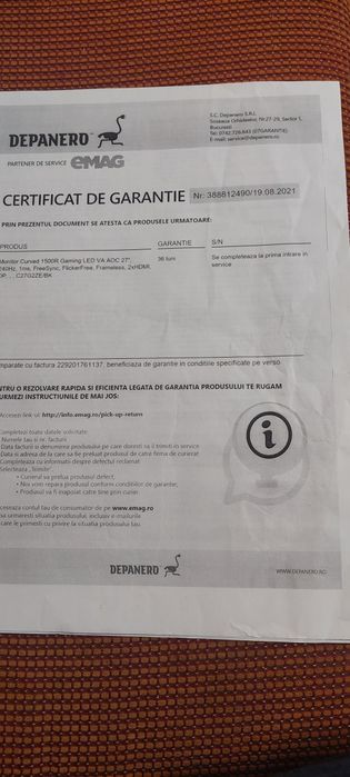 Vând monitor Curved 1500R Gaming LED