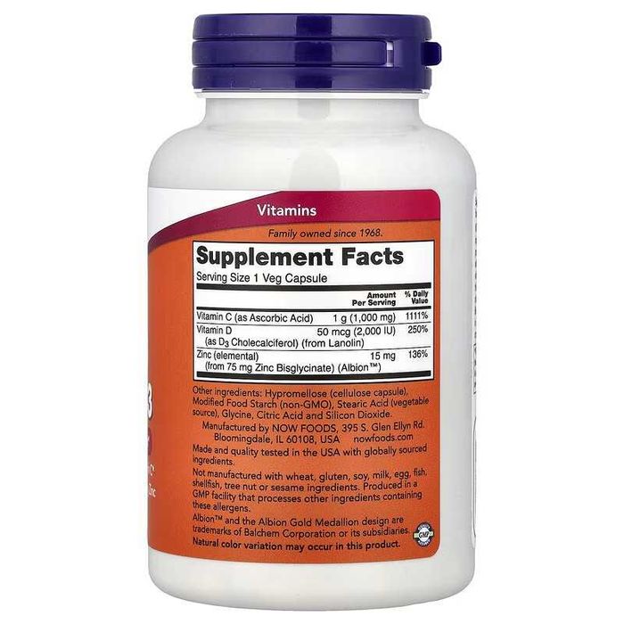 NOW Foods NOW C-1000 Zinc Immune C-1000 С1000 C1000 C 1000 Zinc D3 D-3