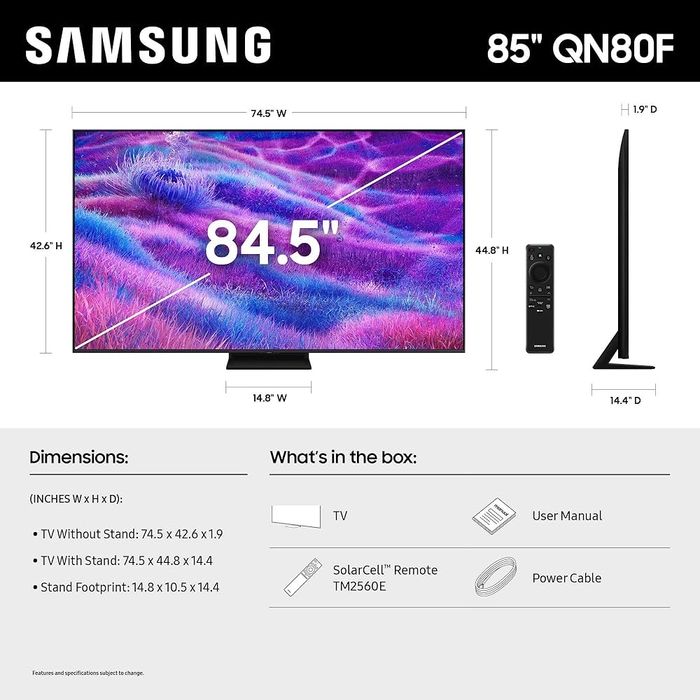 Samsung Neo QLED QN70F/QN80F 85" 4K 144Hz, Neo Quantum HDR (2025)