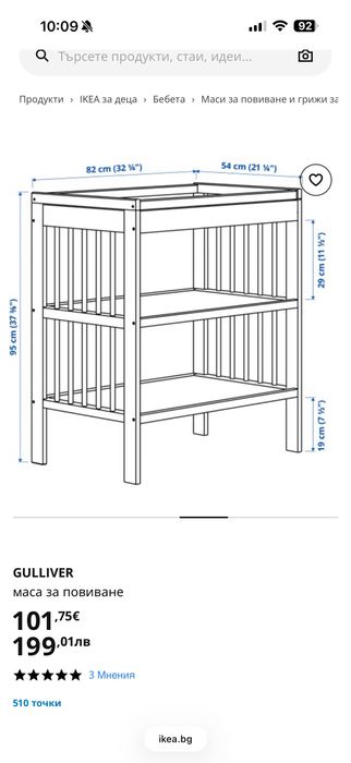 Маса за повиване Gulliver, Ikea (повивалник)
