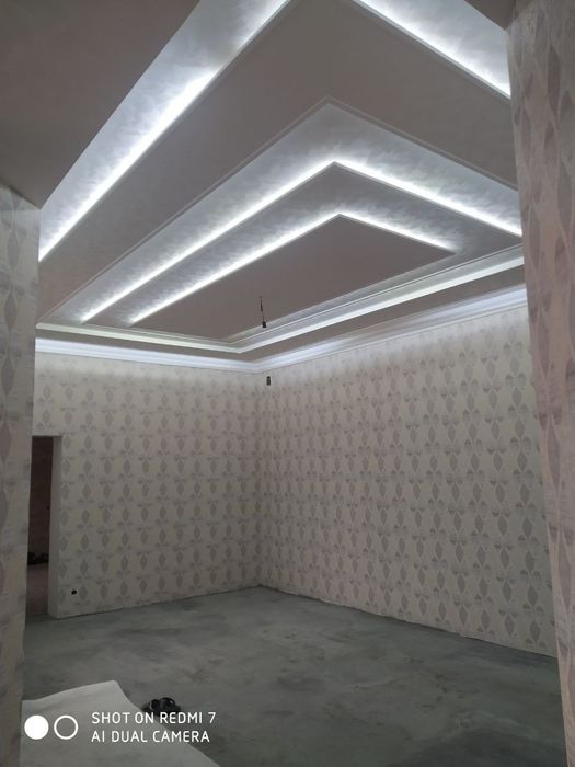 Гипсокартондан девор пергоротка потолок фигура киламиза