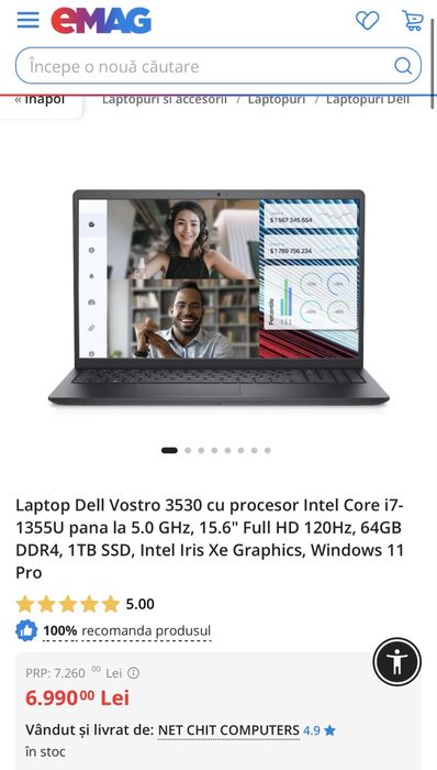 Laptop NOU / Dell Vostro 15 3530 / memorie 1 TB / 64 GB RAM