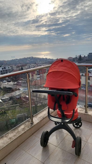 STOKKE XPLORY X +бебешки кош(цвятRuby Red)+чувалче STOKKE