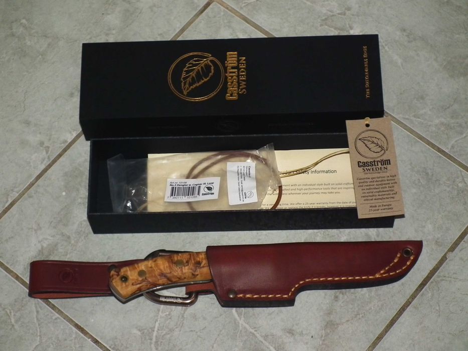 Nou Casström No.10 SFK Curly Birch cutit suedez bushcraft vánátoare otel Sandvik 14C28N