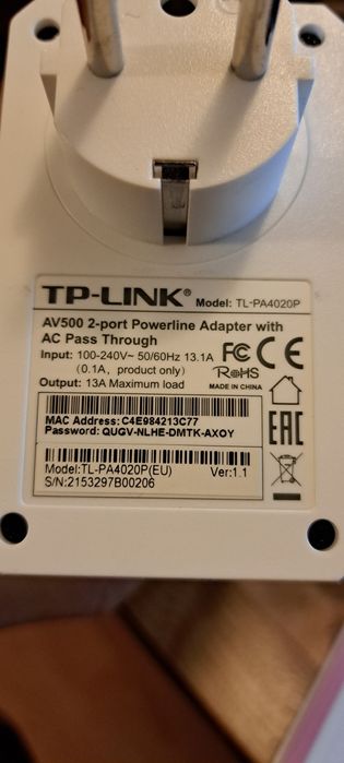 Adaptoare internet Powerline AV500 cu două porturi LAN  TL-PA4020P