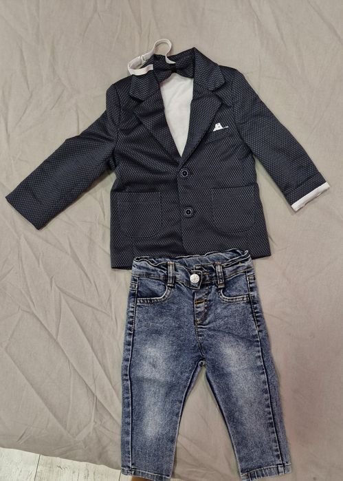 Детски дънки със сако и папиьонкс