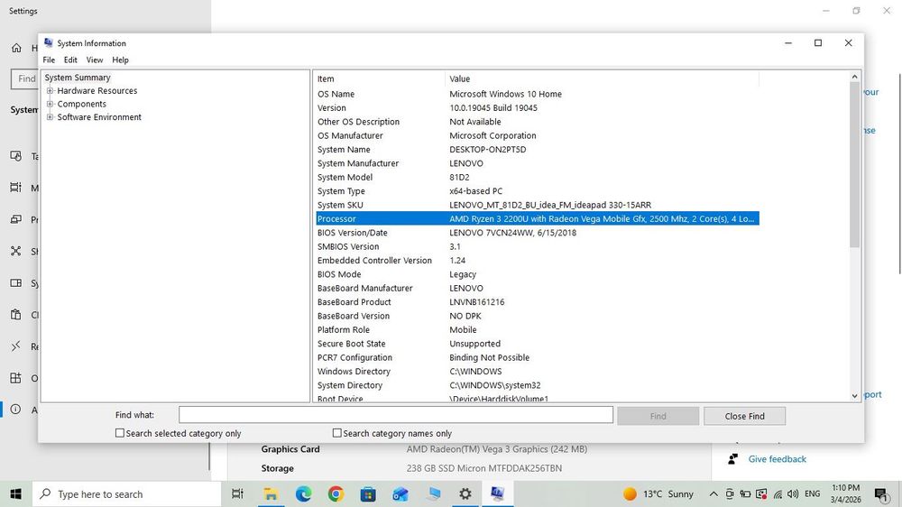 Laptop Lenovo IdeaPad 330 Ryzen 3, 4GB RAM