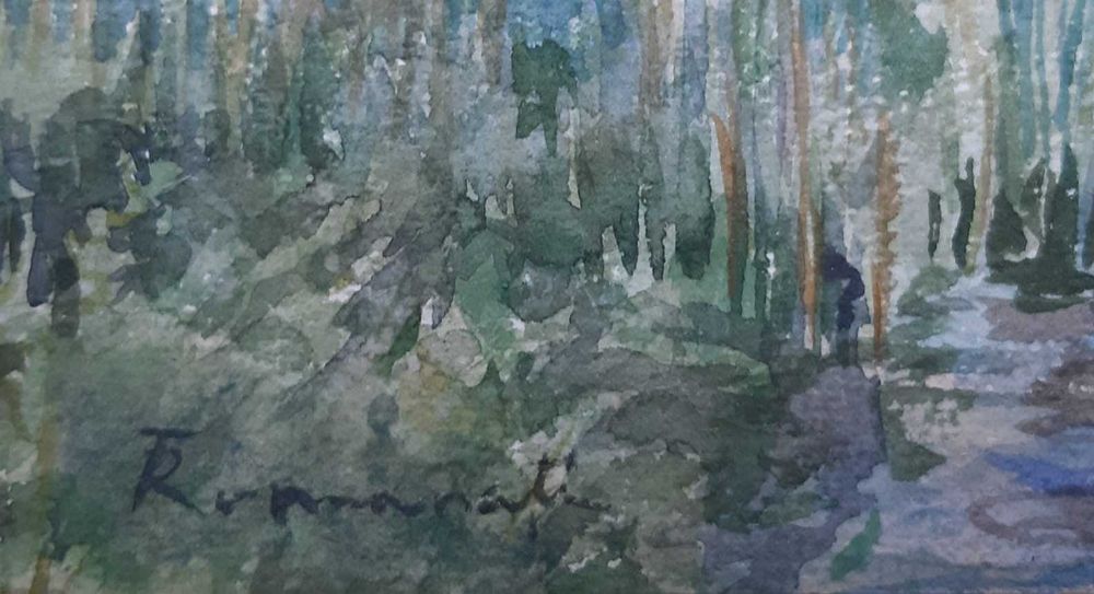 T. Romanaţi, Acuarelă pe carton, Semnat, Dimensiuni 35 x 41 cm