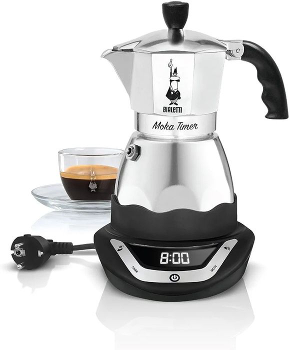 Електрическа кафе машина Bialetti Moka Timer (365 W, сребриста)