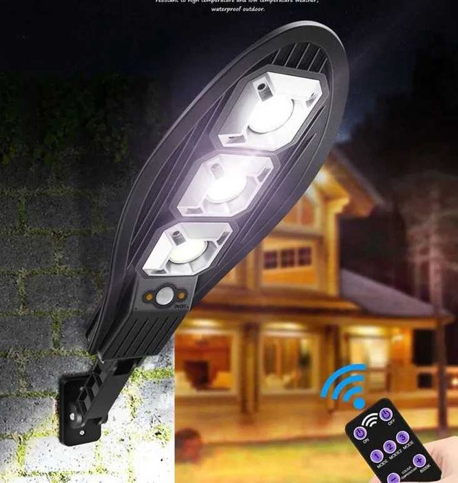 Соларна LED улична лампа 300W с датчик за движение IP65, Дистанционно