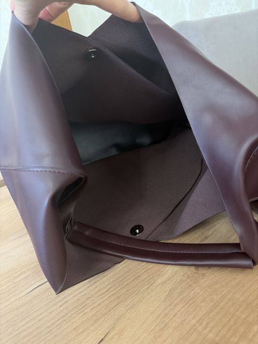 Сумка шоппер темно бордовая