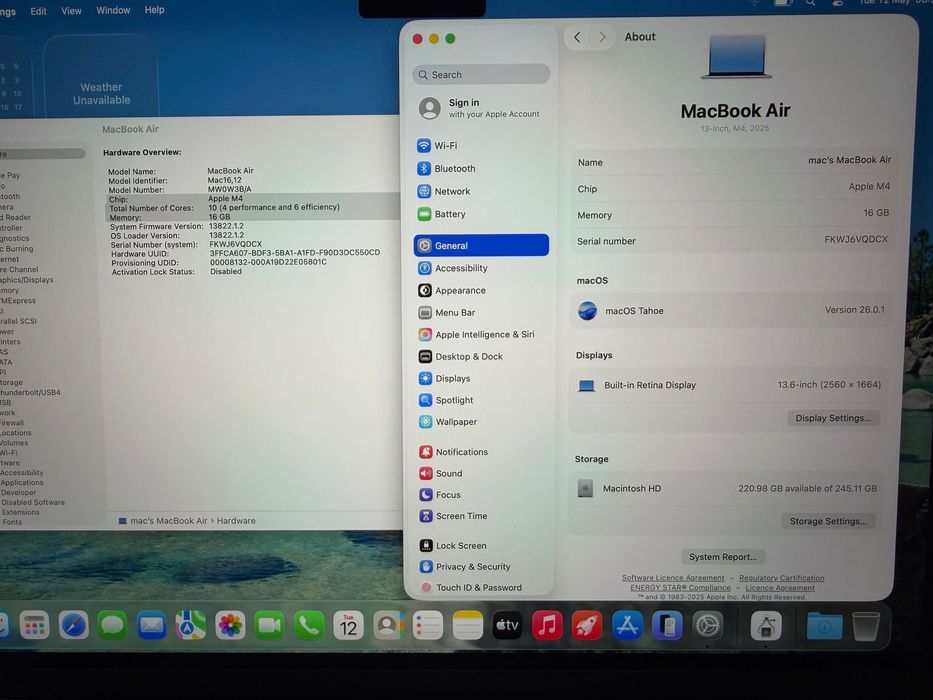 MacBook Air 13" M4 Chip 10-CPU, 8-GPU, 16GB RAM, 256GB SSD В ГАРАНЦИЯ