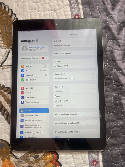 ipad gen 6th 9.7 inch  wi fi plus sim lte model a1954 89% baterie amprenta touch id functionala
