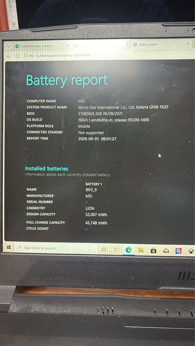 Laptop gaming MSI Katana GF66 11UD NOU