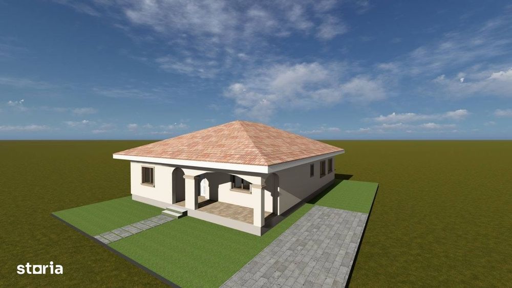 Casă individuală P+0, 4 camere, 120 mp utili, teren 520 mp – Giroc