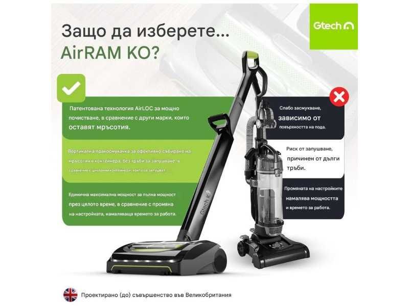 Вертикална Безкабелна Прахосмукачка Gtech AirRam MK2 K9
