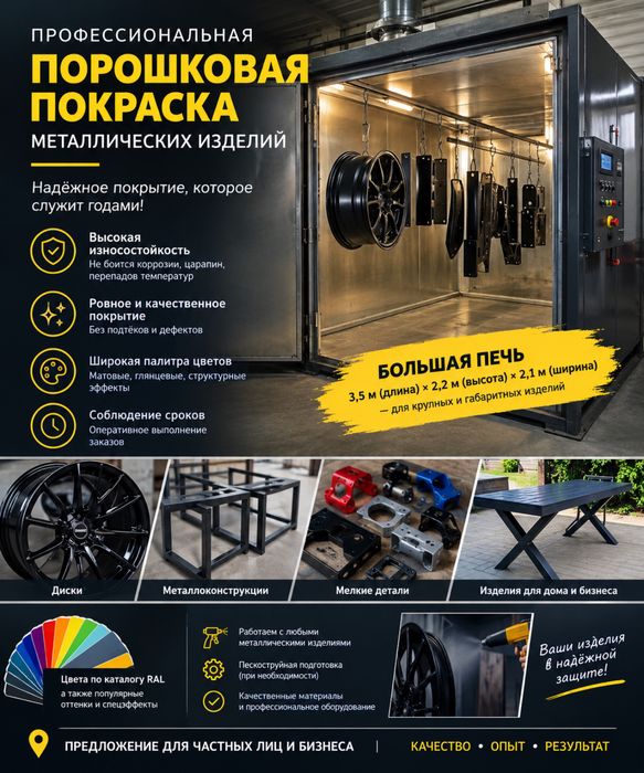 Порошковая покраска, покраска металла, металлоконструкций