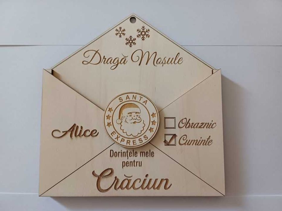 Confectionez Decoratiuni personalizate, plic pt. scrisoare catre Mosu'