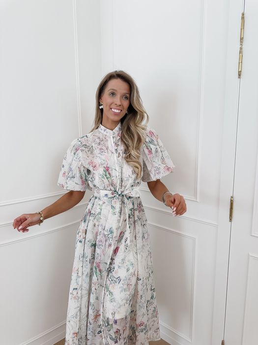 Рокля с кристали лен с памук камъни цветя