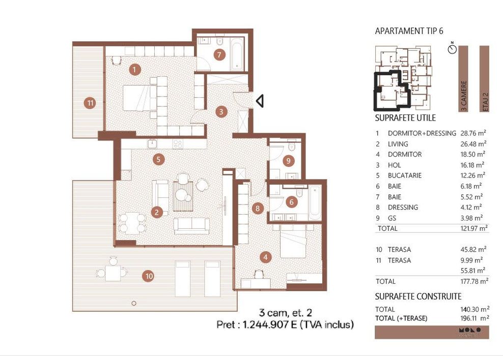 3 camere | 140 mp | Terasa  | Vedere lac | Floreasca | Premium 2026