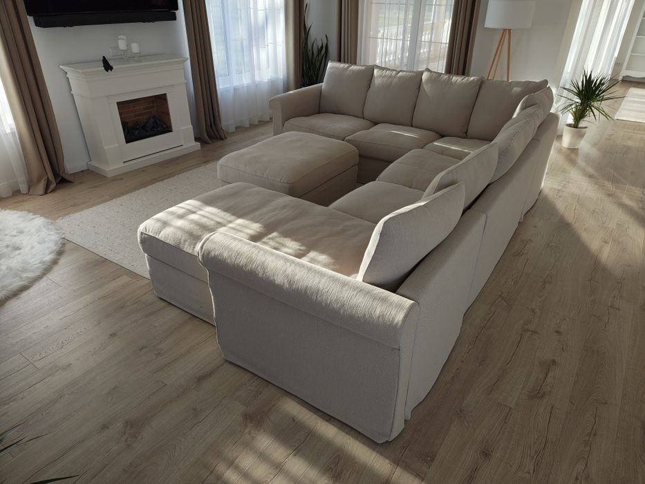 Colțar IKEA Grönlid natur greige canapea șezlong taburete