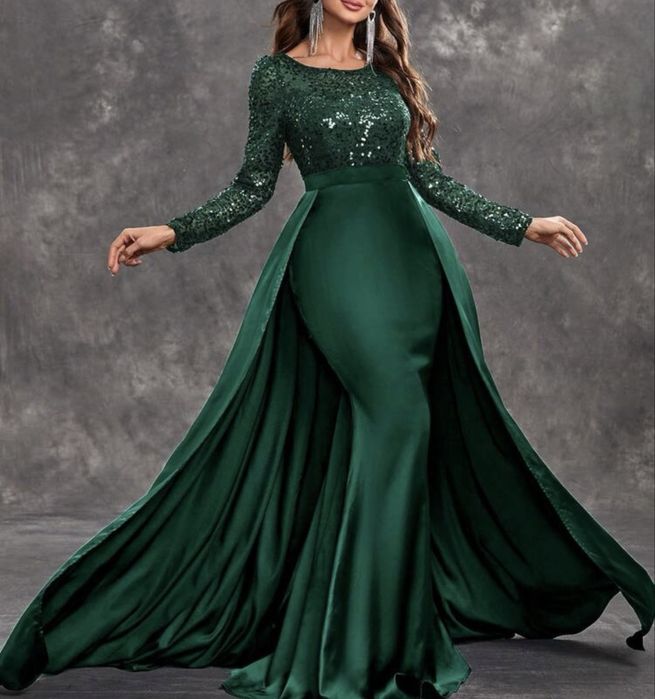 Официална тъмно целена рокля