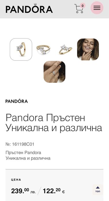 НОВ Отигинален пръстен на Pandora