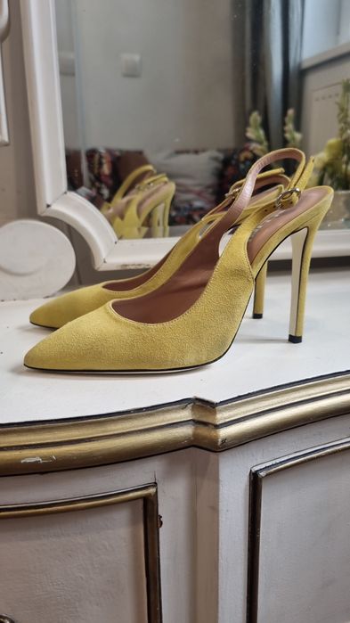 Pantofi slingback Pollini-piele intoarsa naturala