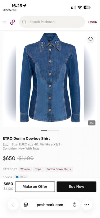 ETRO Milano джинсовая рубашка с вышивкой