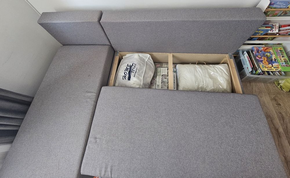 Colțar extensibil si reversibil  Modena Grey Jasmine Flower cu lada de depozitare