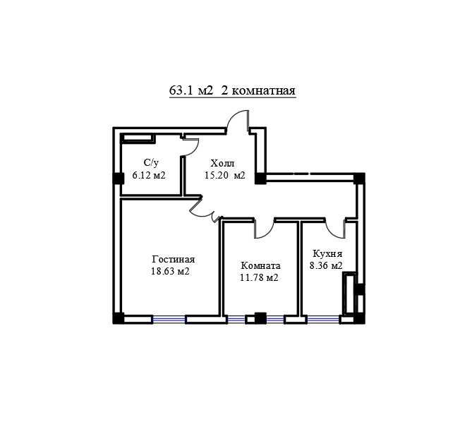Продаётся 2х комнатная 63,1 м2 Новостройка Юнусобад  кадастр вышел .