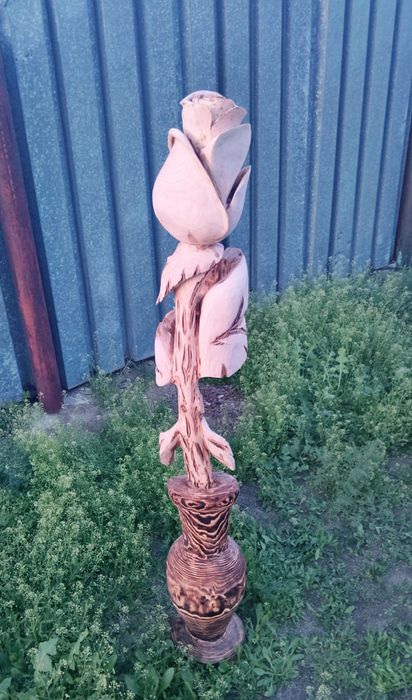 Роза из дера резьба
