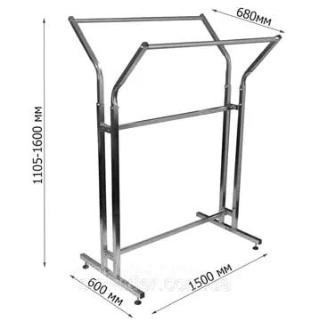 Двойная Напольная Гардеробная вешалка на колёсиках garderob