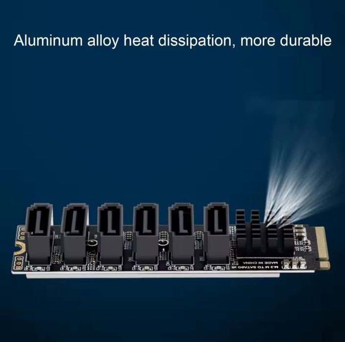 Card de adaptare M.2 până la SATA3.0 6Gbps de mare viteză ASM1166 M.2 PCIE până la cardul de expansiune SATA cu indicator inteligent