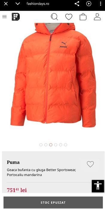 Geacă iarnă puf Puma originală mărimea M