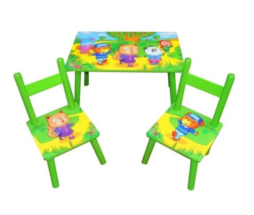 Masuta lemn cu 2 scaune pentru copii set stabil si rezistent
