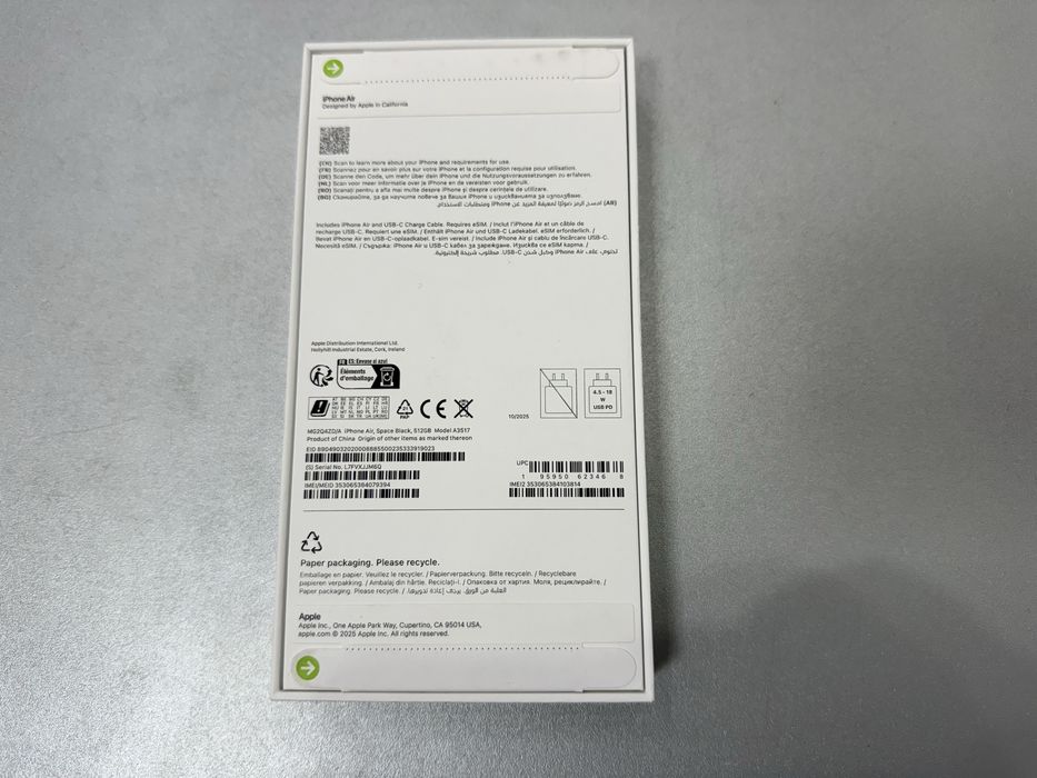 Iphone 17 Air, 512 gb, Space Black, nou la cutie