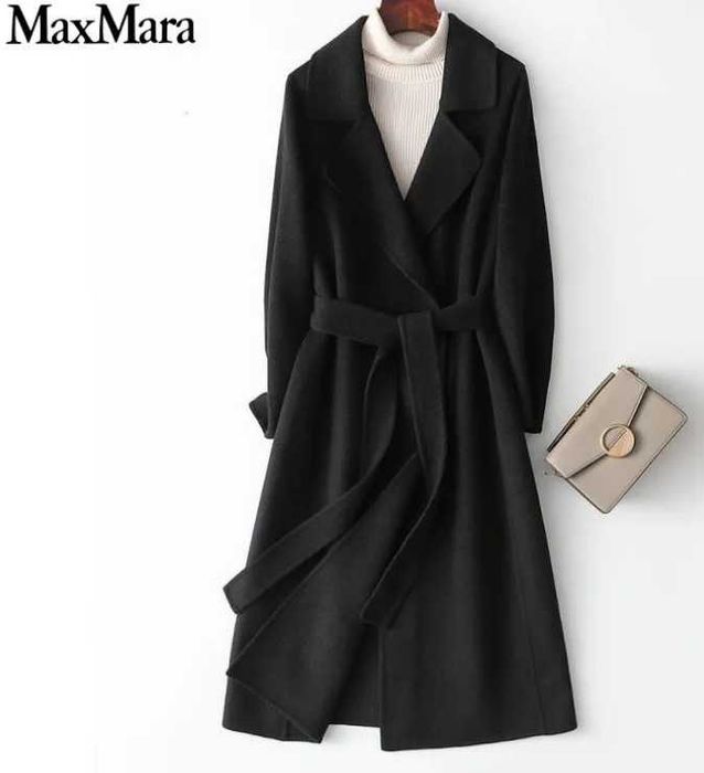 Черное кашемировое пальто под Max Mara