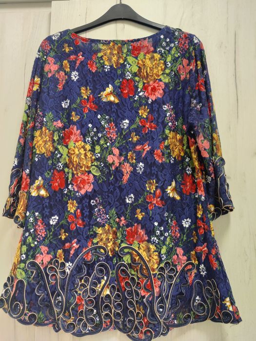 Cămașă/Rochiță, cu imprimeu floral și dantelă