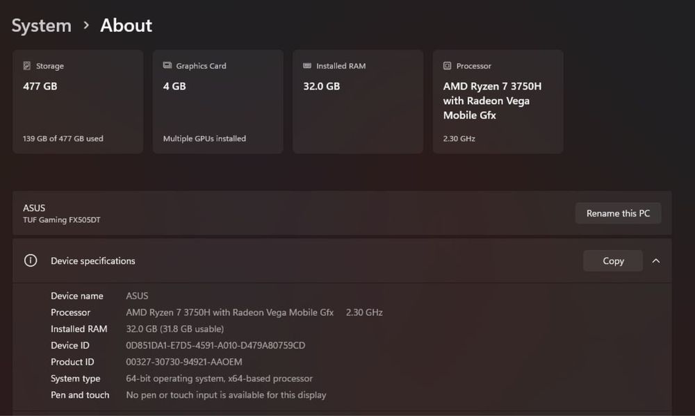 Ноутбук ASUS Tuf Gaming FX505DT