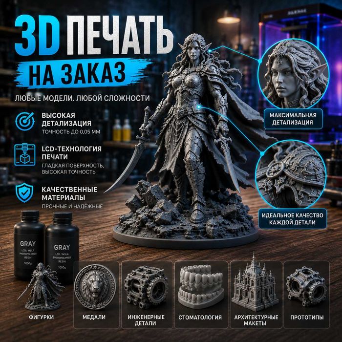 3D печать. Фигурки, сувениры, статуэтки, модели для декора и шоурумов.