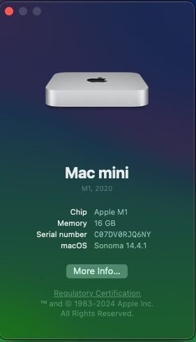 Apple mini M1  16 Gb- 256 ssd